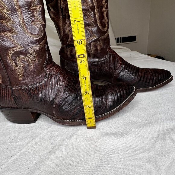 JUSTIN Brown Lizard Skin Leather Cowboy Boots Mens Size 10.5 D Style 8308 - Picture 15 of 16